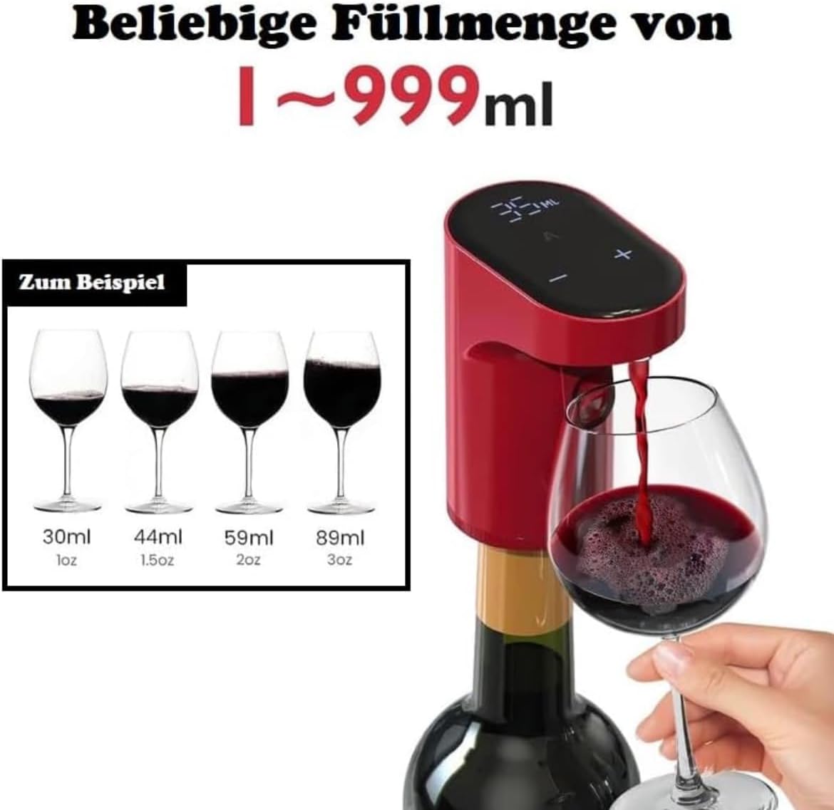 DrinkFlow™ Elektronischer Getränkespender – Perfekt für Wein, Schnaps und mehr, Mit Quantitätsmodus und Ventilationsfunktion für eine perfekte Entladung