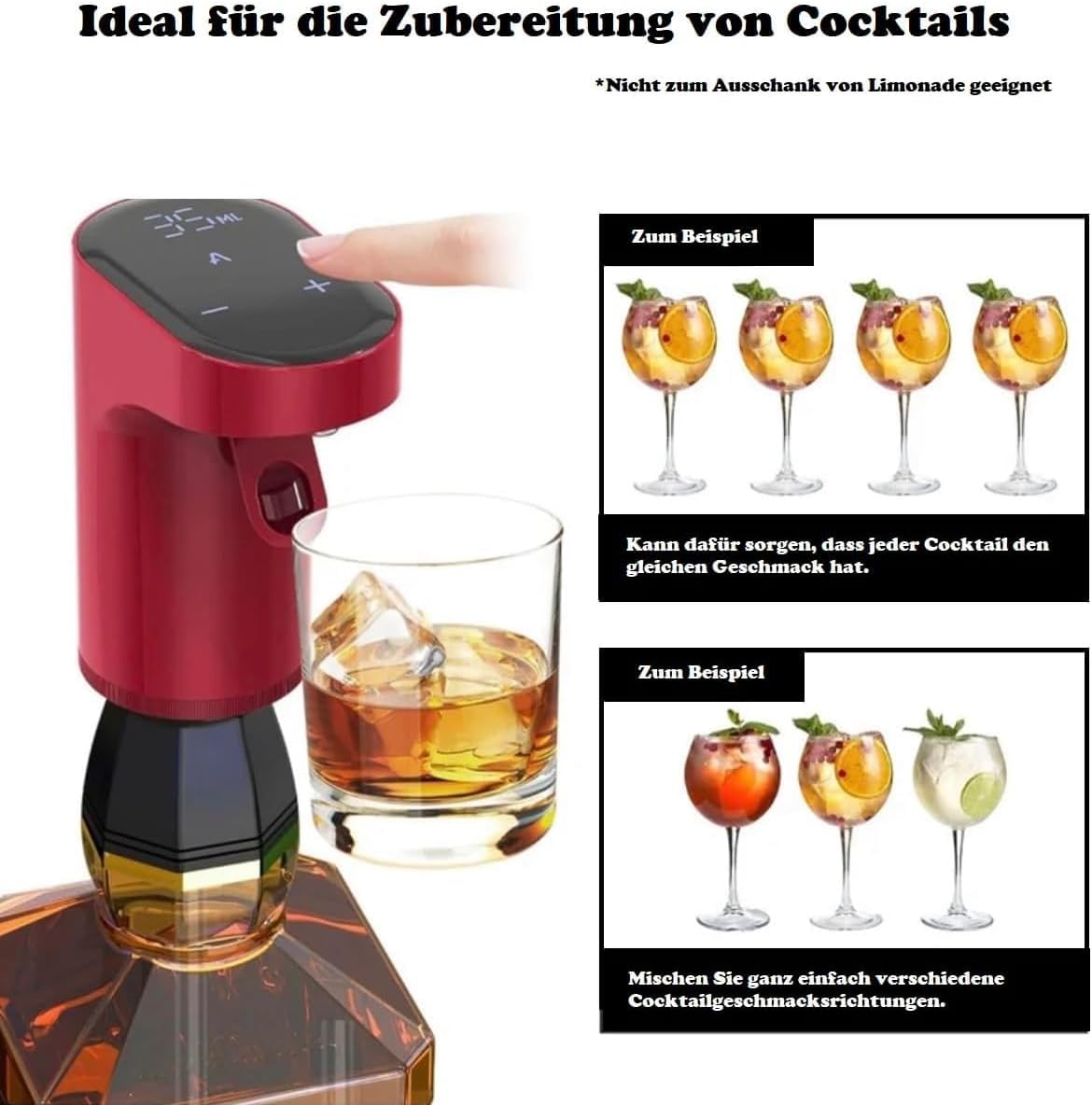 DrinkFlow™ Elektronischer Getränkespender – Perfekt für Wein, Schnaps und mehr, Mit Quantitätsmodus und Ventilationsfunktion für eine perfekte Entladung