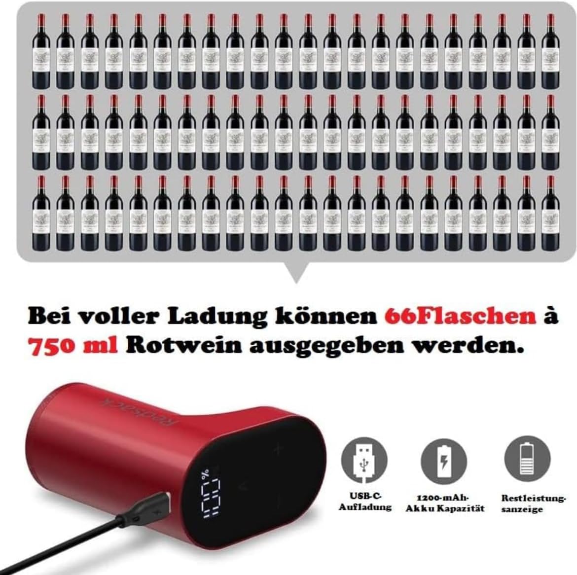 DrinkFlow™ Elektronischer Getränkespender – Perfekt für Wein, Schnaps und mehr, Mit Quantitätsmodus und Ventilationsfunktion für eine perfekte Entladung