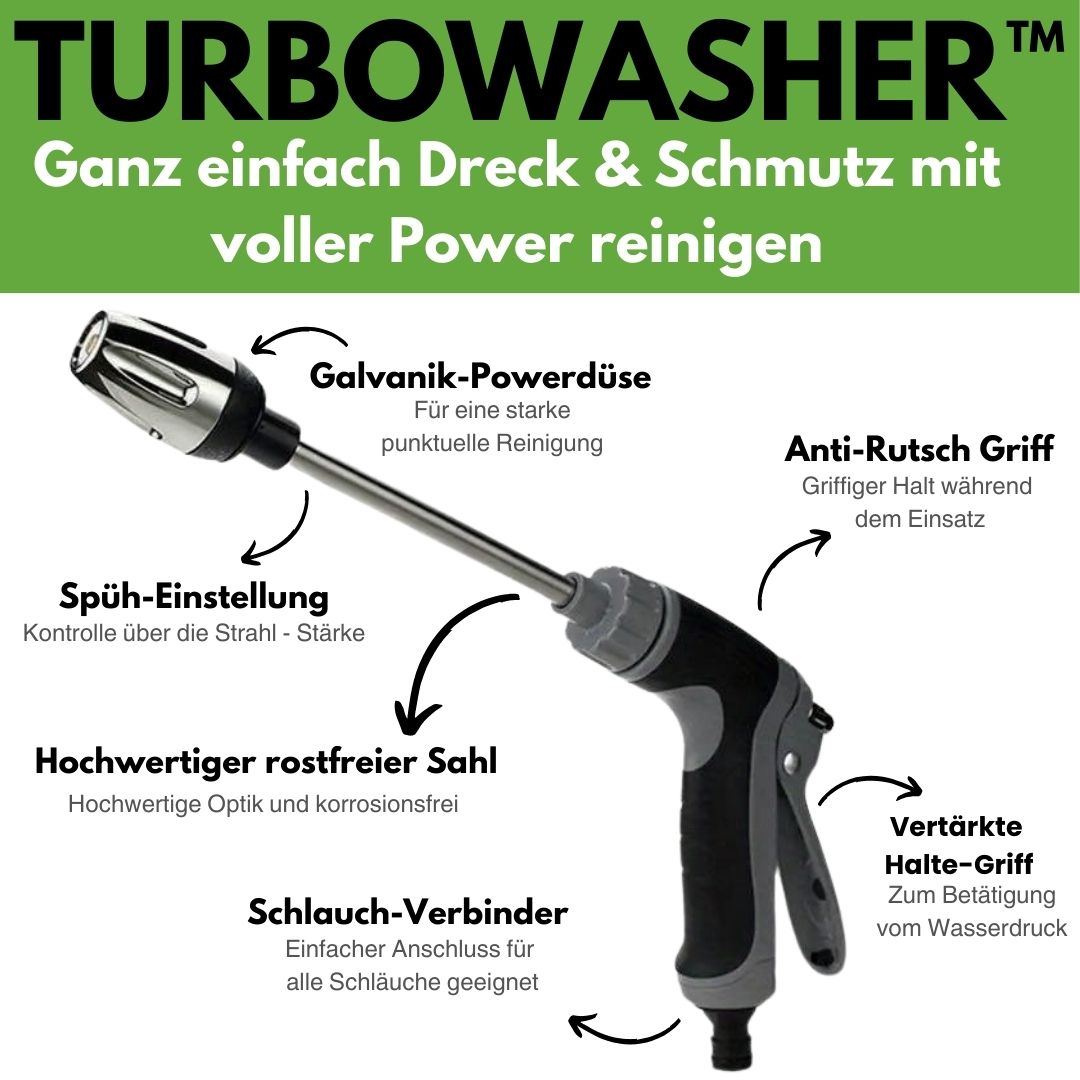 Turbowasher™ - Power-Hochdruckreiniger für jeden Gartenschlauch